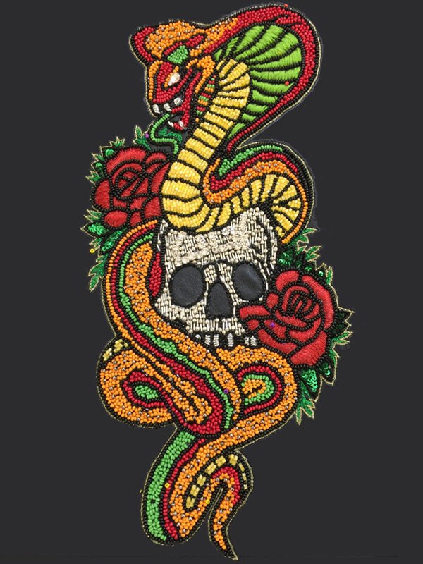 snake and skull thread work